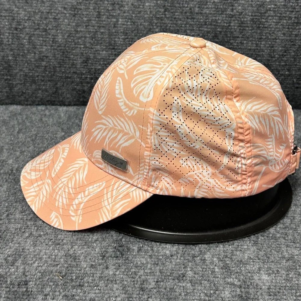 Hurley Tropical Palm Print Performance Hat Peach White Laser Perforated HNHW0005